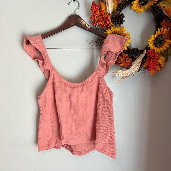 Marine Layer Jude Flutter Sleeve Tank MEDIUM in Rosette Pink - Picture 4 of 7